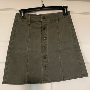 Denim button front mini skirt